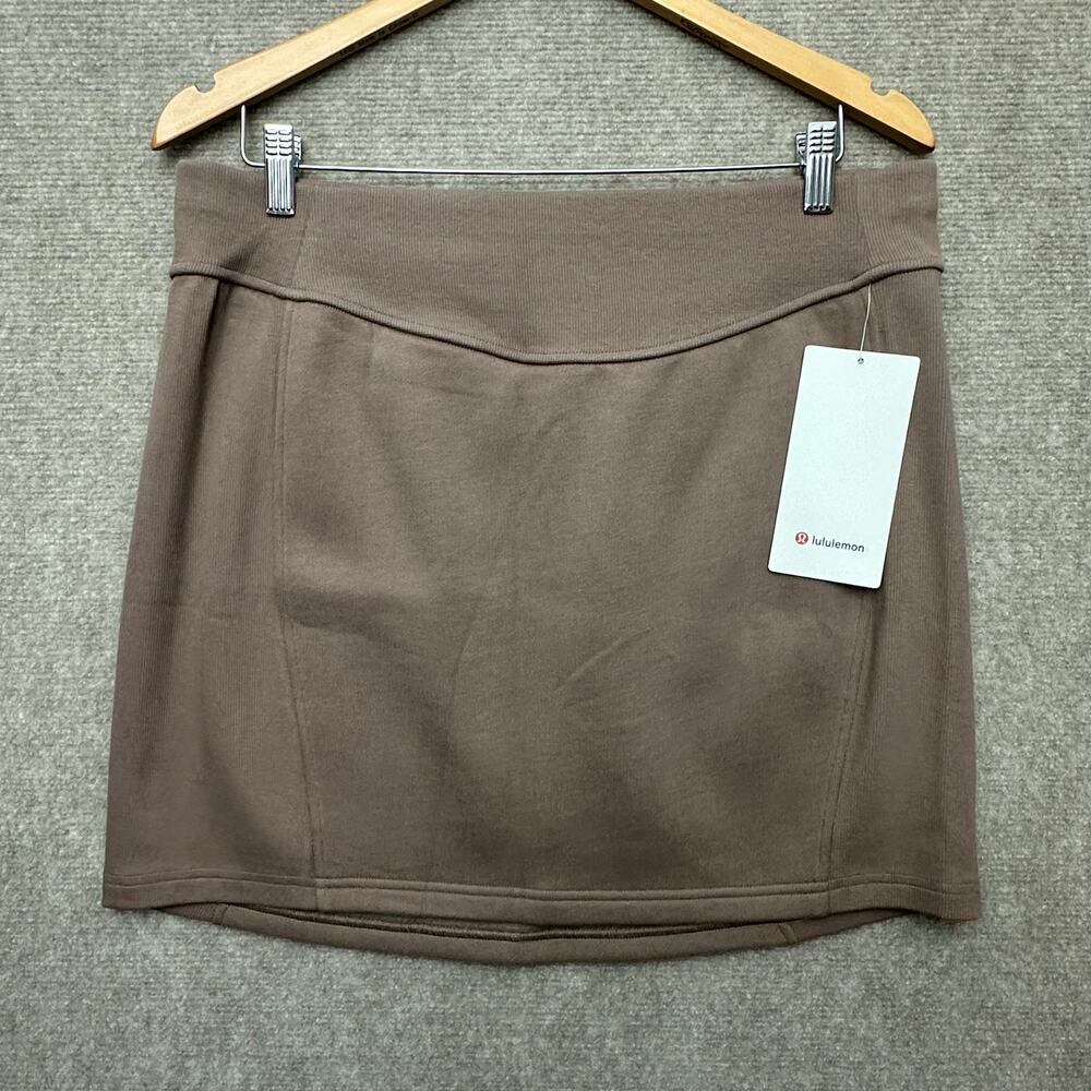Lululemon Scuba Fleece High Rise Mini Skirt Tan Beige Taupetastic XL Athleisure
